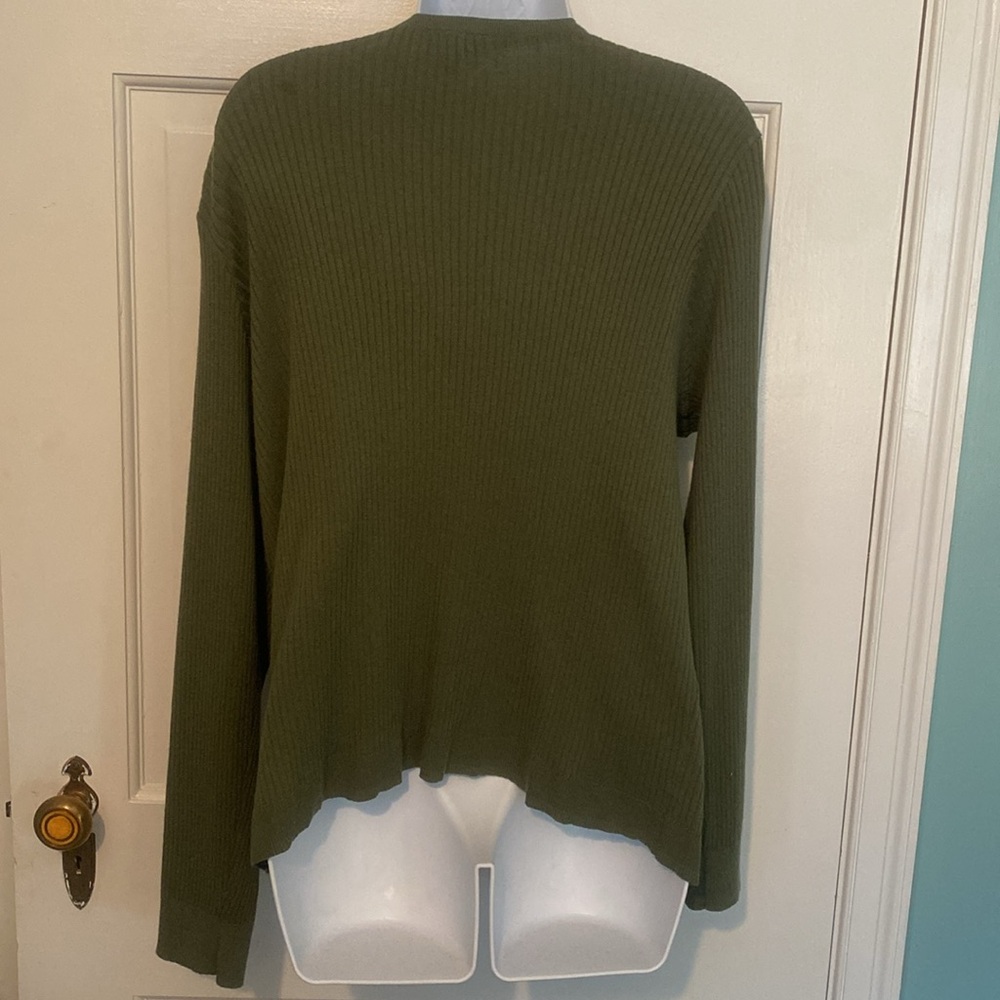 Torrid Tie-Front Ribbed Olive Cardigan - Picture 5 of 8